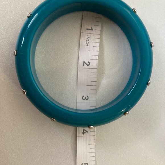 80’s vintage Plastic metal Bangles Bracelet Lot Of 2 Chunky blue silver jewelry - Picture 7 of 9